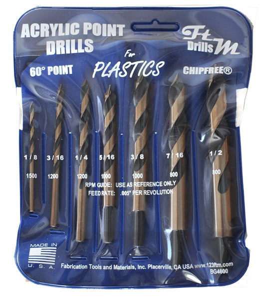 7PC Plastic Drill Set 1/8-1/2